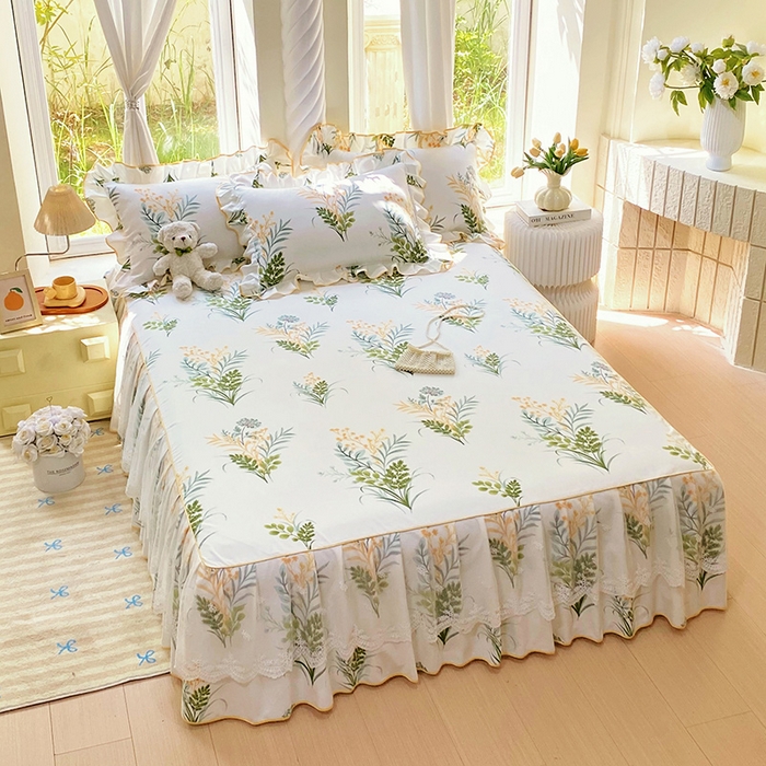 91家纺网 家纺一手货源 找家纺 （总）雨彤家纺 2025新款高克重韩式公主风亲肤斜纹床裙单品床裙床裙单件