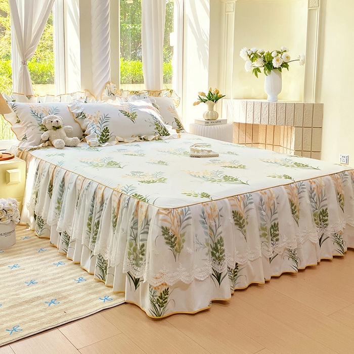 91家纺网 家纺一手货源 找家纺 （总）雨彤家纺 2025新款高克重韩式公主风亲肤斜纹床裙单品床裙床裙单件