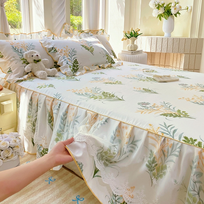 91家纺网 家纺一手货源 找家纺 （总）雨彤家纺 2025新款高克重韩式公主风亲肤斜纹床裙单品床裙床裙单件