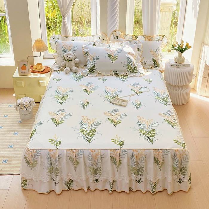 91家纺网 家纺一手货源 找家纺 （总）雨彤家纺 2025新款高克重韩式公主风亲肤斜纹床裙单品床裙床裙单件