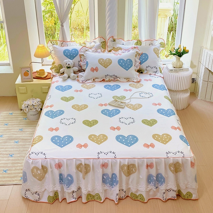 91家纺网 家纺一手货源 找家纺 （总）雨彤家纺 2025新款高克重韩式公主风亲肤斜纹床裙单品床裙床裙单件