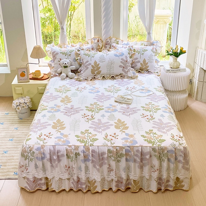 91家纺网 家纺一手货源 找家纺 （总）雨彤家纺 2025新款高克重韩式公主风亲肤斜纹床裙单品床裙床裙单件