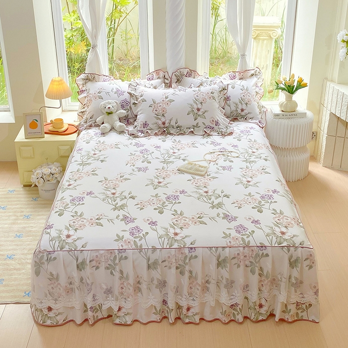 91家纺网 家纺一手货源 找家纺 （总）雨彤家纺 2025新款高克重韩式公主风亲肤斜纹床裙单品床裙床裙单件