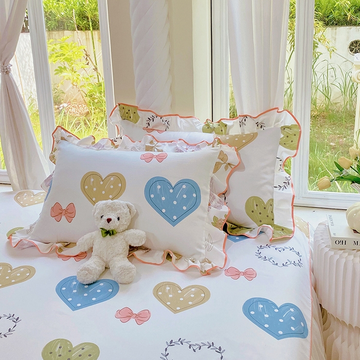 91家纺网 家纺一手货源 找家纺 雨彤家纺 2025新款高克重韩式公主风亲肤斜纹床裙单品床裙床裙单件 恬心爱恋-公主风