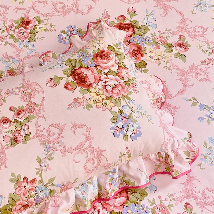 91家纺网 家纺一手货源 找家纺 雨彤家纺 2025新款高克重韩式公主风亲肤斜纹床裙单品床裙床裙单件 绮丽花语-公主风