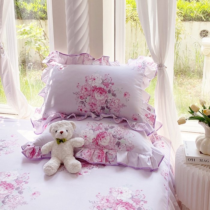 91家纺网 家纺一手货源 找家纺 雨彤家纺 2025新款高克重韩式公主风亲肤斜纹床裙单品床裙床裙单件 琉璃晚香-公主风