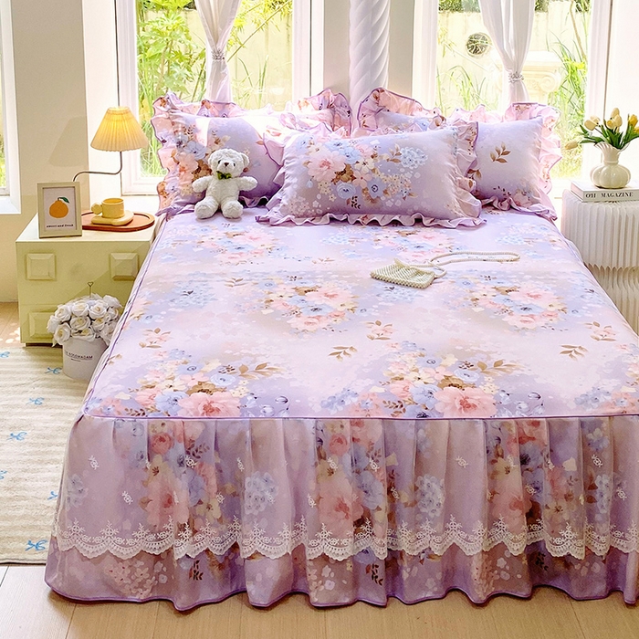 91家纺网 家纺一手货源 找家纺 雨彤家纺 2025新款高克重韩式公主风亲肤斜纹床裙单品床裙床裙单件 漫丁蔷薇-公主风