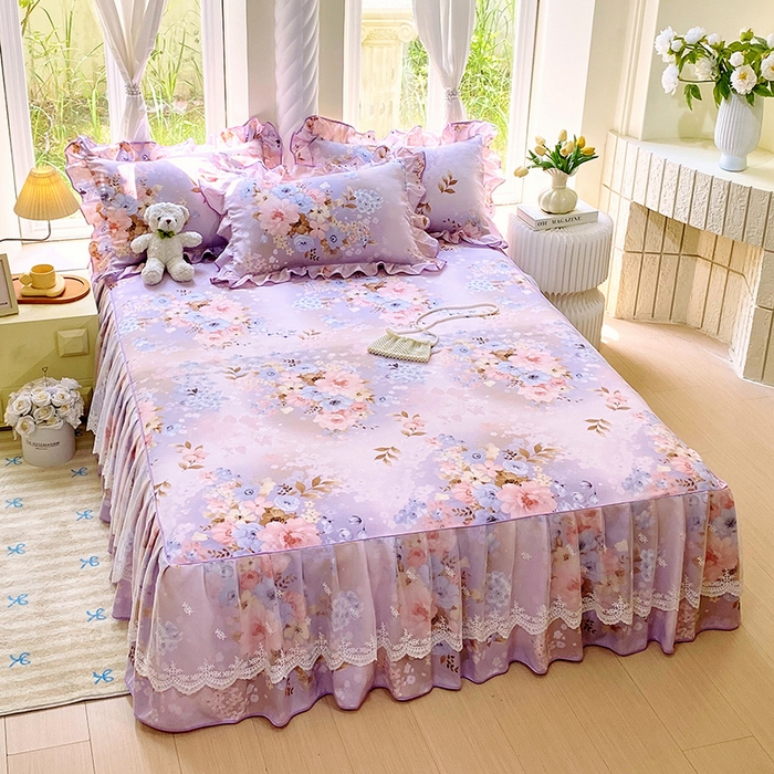 91家纺网 家纺一手货源 找家纺 雨彤家纺 2025新款高克重韩式公主风亲肤斜纹床裙单品床裙床裙单件 漫丁蔷薇-公主风