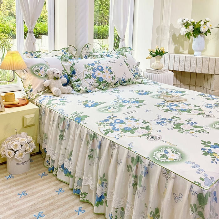 91家纺网 家纺一手货源 找家纺 雨彤家纺 2025新款高克重韩式公主风亲肤斜纹床裙单品床裙床裙单件 灵若花谷-公主风