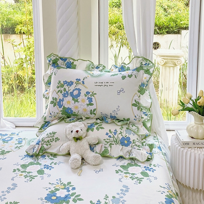 91家纺网 家纺一手货源 找家纺 雨彤家纺 2025新款高克重韩式公主风亲肤斜纹床裙单品床裙床裙单件 灵若花谷-公主风