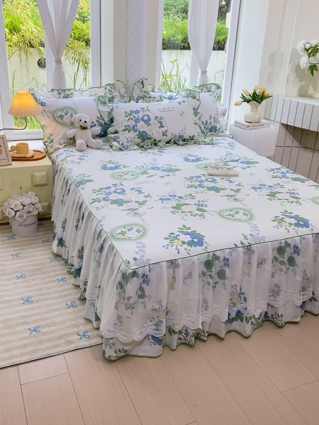 91家纺网 家纺一手货源 找家纺 雨彤家纺 2025新款高克重韩式公主风亲肤斜纹床裙单品床裙床裙单件 灵若花谷-公主风