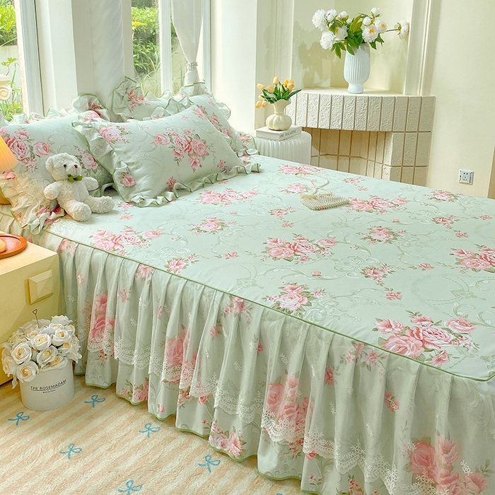 91家纺网 家纺一手货源 找家纺 雨彤家纺 2025新款高克重韩式公主风亲肤斜纹床裙单品床裙床裙单件 莱茵花畔-公主风