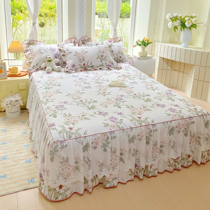 91家纺网 家纺一手货源 找家纺 雨彤家纺 2025新款高克重韩式公主风亲肤斜纹床裙单品床裙床裙单件 望夏花艺-公主风