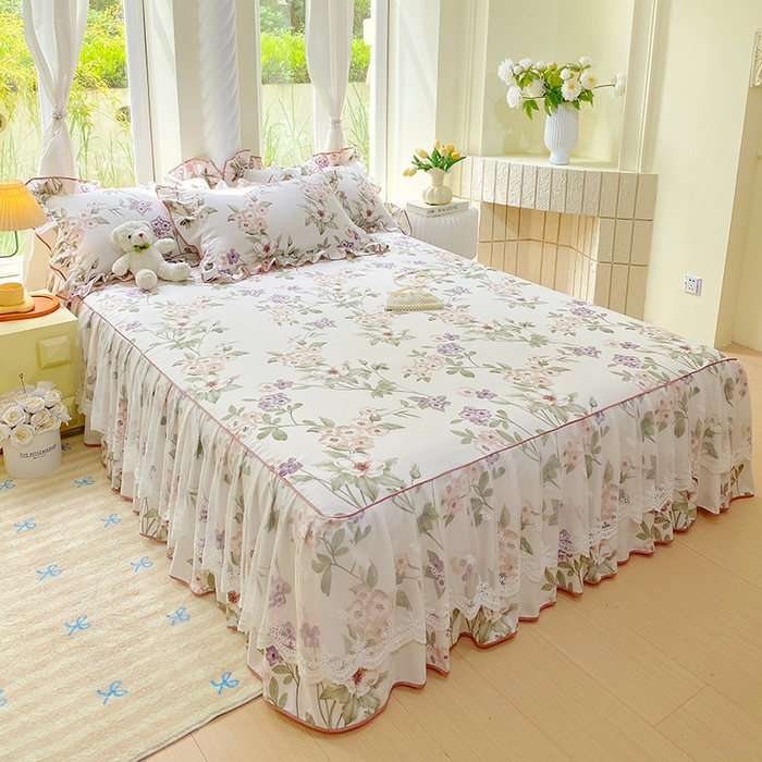 91家纺网 家纺一手货源 找家纺 雨彤家纺 2025新款高克重韩式公主风亲肤斜纹床裙单品床裙床裙单件 望夏花艺-公主风