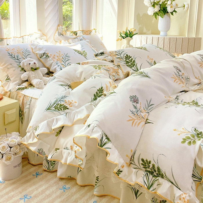 （总）雨彤家纺 2025新款高克重韩式公主风亲肤斜纹床裙四件套