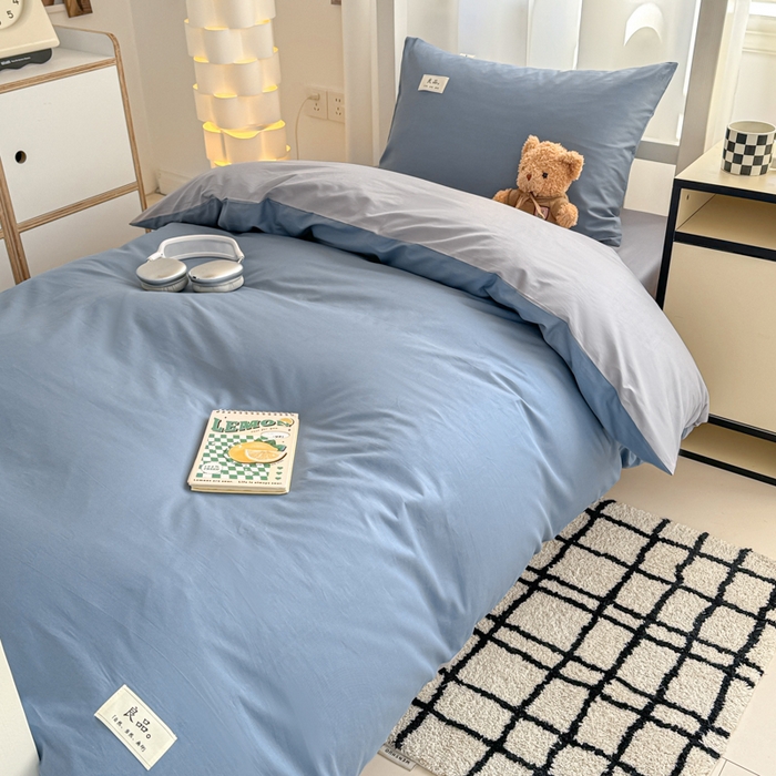 91家纺网 家纺一手货源 找家纺 （总）眠博士 2025新款全棉纯棉40支双拼纯色四件套-学生款