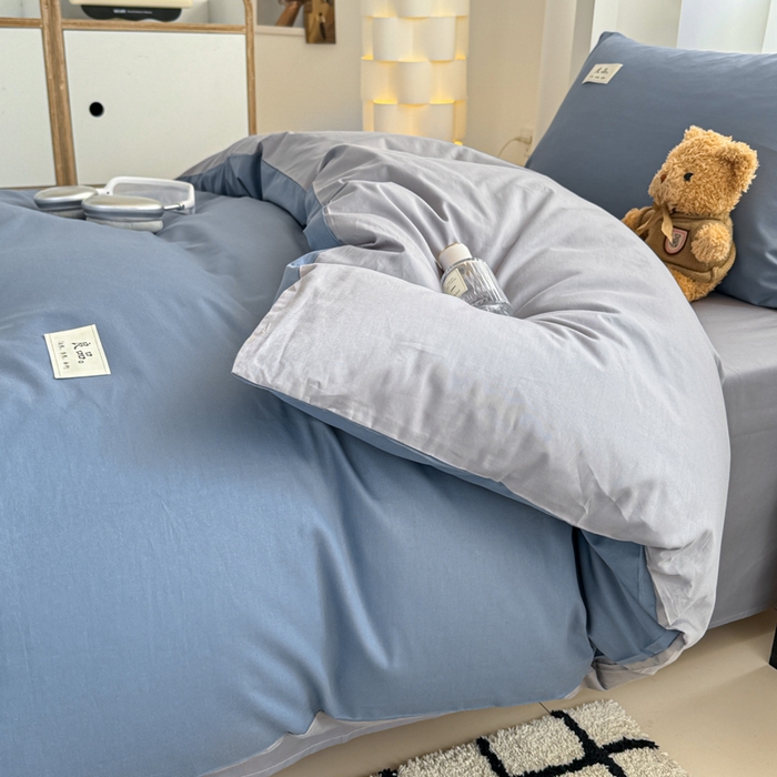 91家纺网 家纺一手货源 找家纺 （总）眠博士 2025新款全棉纯棉40支双拼纯色四件套-学生款