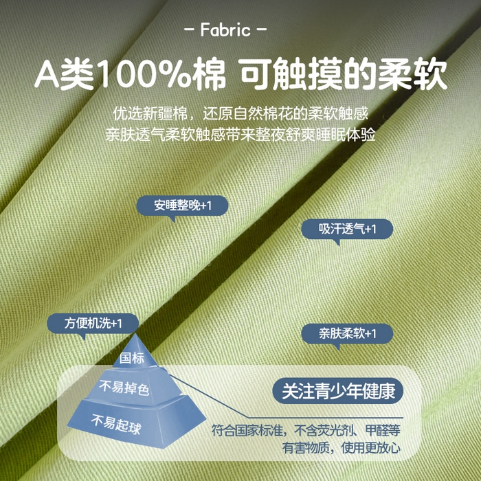 91家纺网 家纺一手货源 找家纺 眠博士 2025新款全棉纯棉40支双拼纯色四件套-学生款 全棉拼色-浅绿+军绿