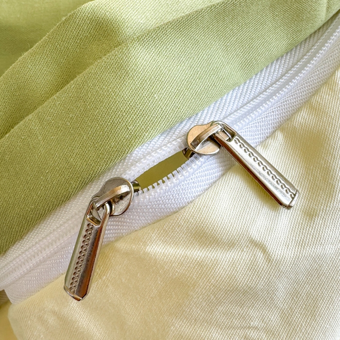 91家纺网 家纺一手货源 找家纺 眠博士 2025新款全棉纯棉40支双拼纯色四件套-学生款 全棉拼色-浅绿+浅黄