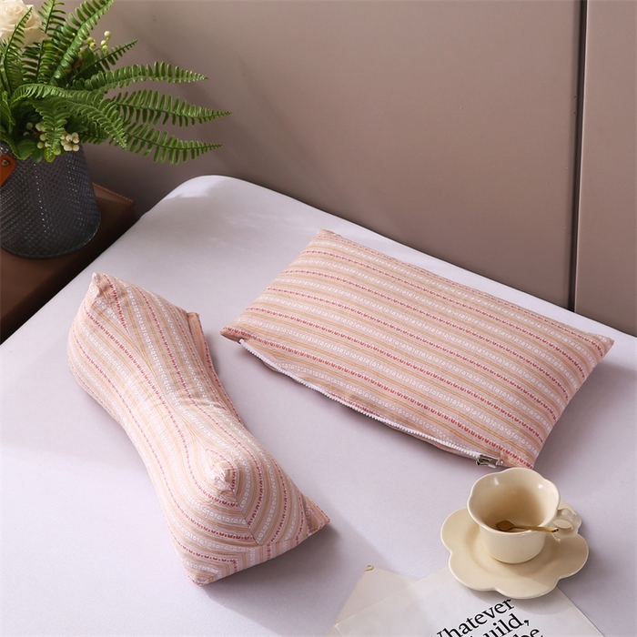 91家纺网 家纺一手货源 找家纺 蔻眠 三角牵引组合枕荞麦枕成人护颈枕头枕芯 三角牵引组合-粉色 三角枕35*16 方枕35*20