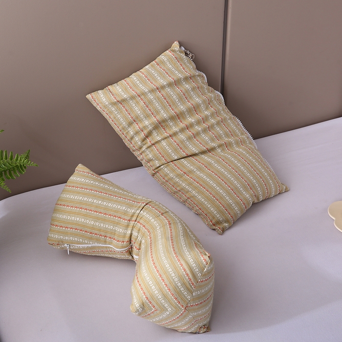 91家纺网 家纺一手货源 找家纺 蔻眠 三角牵引组合枕荞麦枕成人护颈枕头枕芯 三角牵引组合-卡其 三角枕35*16 方枕35*20