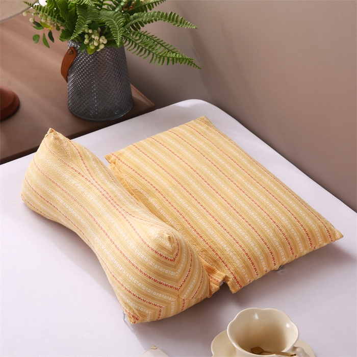 91家纺网 家纺一手货源 找家纺 蔻眠 三角牵引组合枕荞麦枕成人护颈枕头枕芯 三角牵引组合-黄色 三角枕35*16 方枕35*20