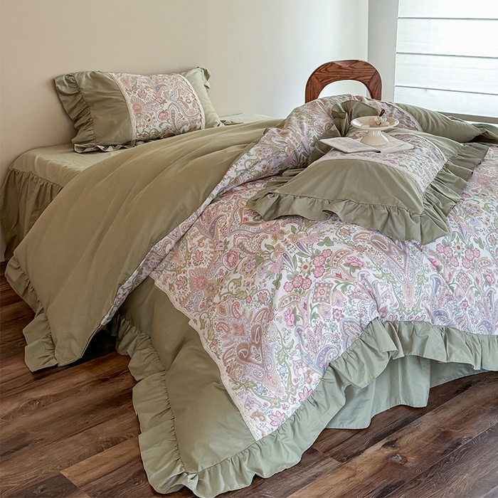 91家纺网 家纺一手货源 找家纺 （总）花香四季2025新款法式床裙四件套-水溶花边款