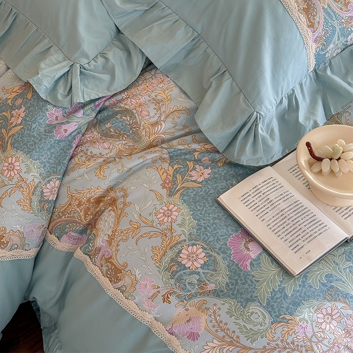 91家纺网 家纺一手货源 找家纺 （总）花香四季2025新款法式床裙四件套-水溶花边款