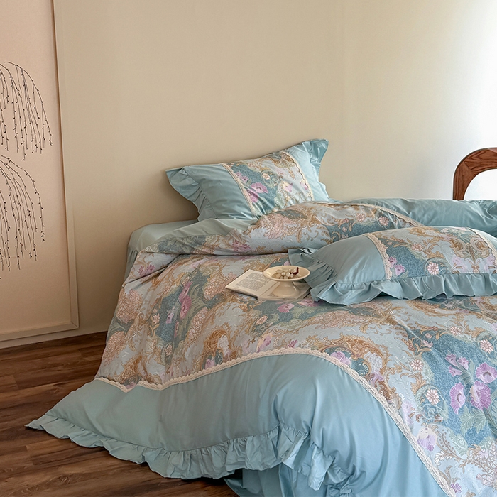 91家纺网 家纺一手货源 找家纺 （总）花香四季2025新款法式床裙四件套-水溶花边款