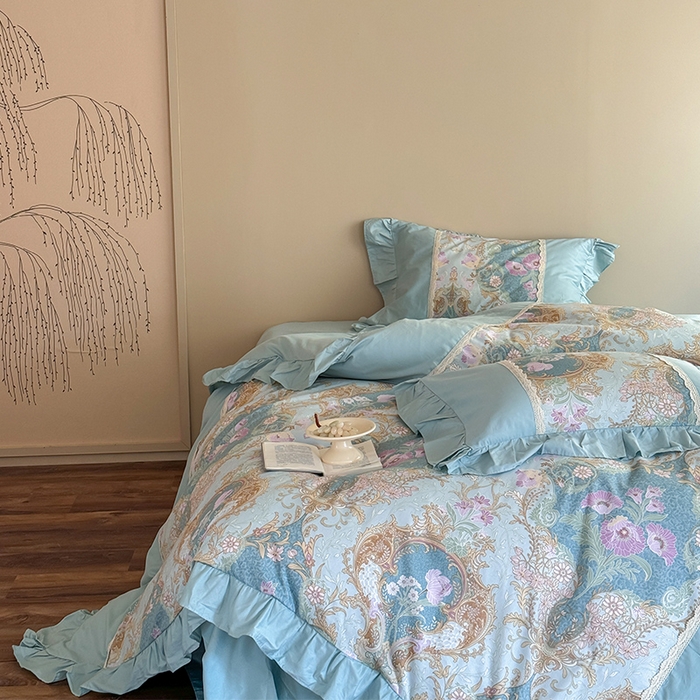 91家纺网 家纺一手货源 找家纺 （总）花香四季2025新款法式床裙四件套-水溶花边款