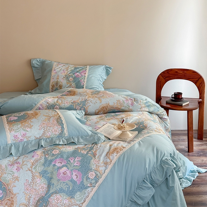 91家纺网 家纺一手货源 找家纺 （总）花香四季2025新款法式床裙四件套-水溶花边款