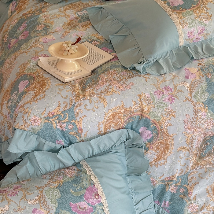 91家纺网 家纺一手货源 找家纺 （总）花香四季2025新款法式床裙四件套-水溶花边款