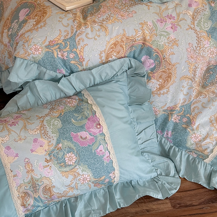 91家纺网 家纺一手货源 找家纺 （总）花香四季2025新款法式床裙四件套-水溶花边款