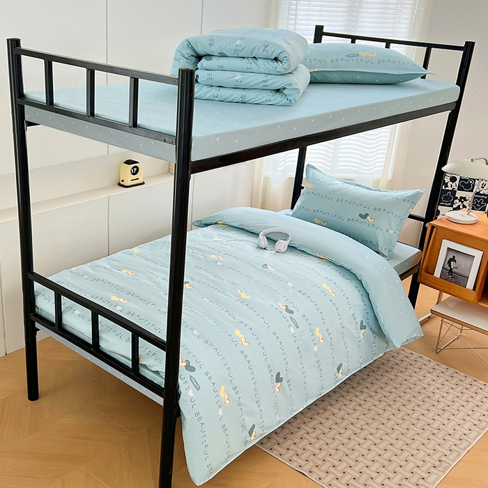 91家纺网 家纺一手货源 找家纺 锦润家纺2025新款全棉13372学生三件套纯棉宿舍六件套 爱之定律-蓝