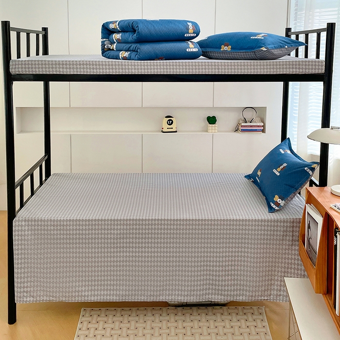 91家纺网 家纺一手货源 找家纺 锦润家纺2025新款全棉13372学生三件套纯棉宿舍六件套 彼特-蓝