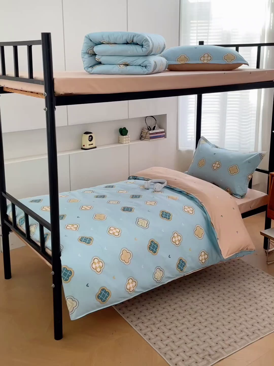 91家纺网 家纺一手货源 找家纺 锦润家纺2025新款全棉13372学生三件套纯棉宿舍六件套 宝格莉