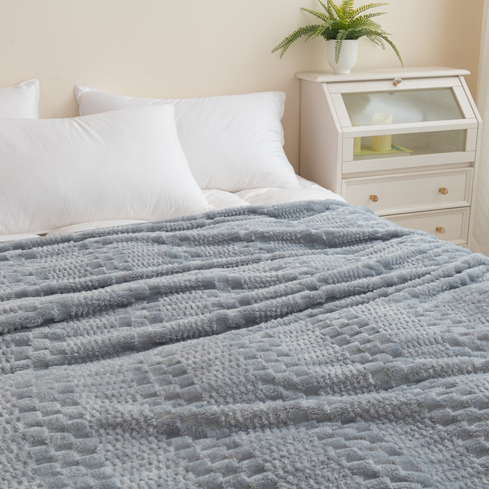 91家纺网 家纺一手货源 找家纺 胜百毛毯2025新金龟绒毛毯 浅灰