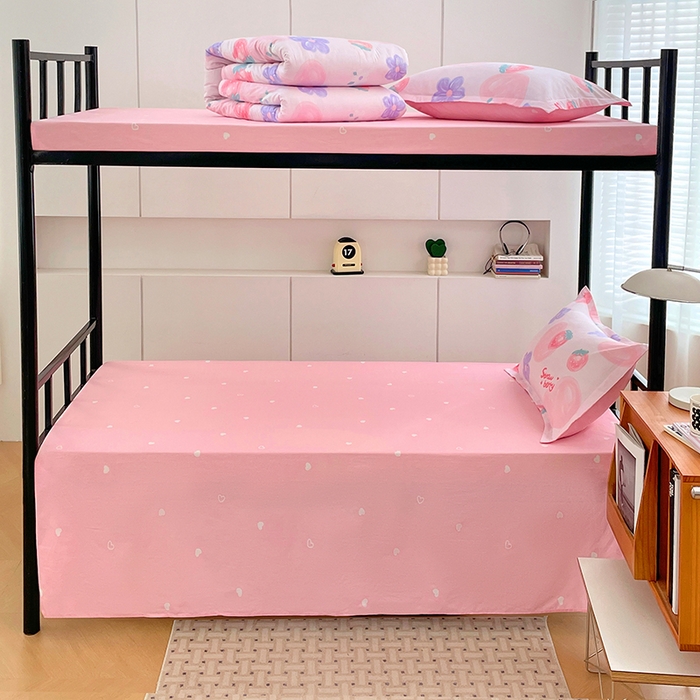 91家纺网 家纺一手货源 找家纺 锦润家纺2025新款全棉13372学生三件套纯棉宿舍六件套 玲珑花镜-粉