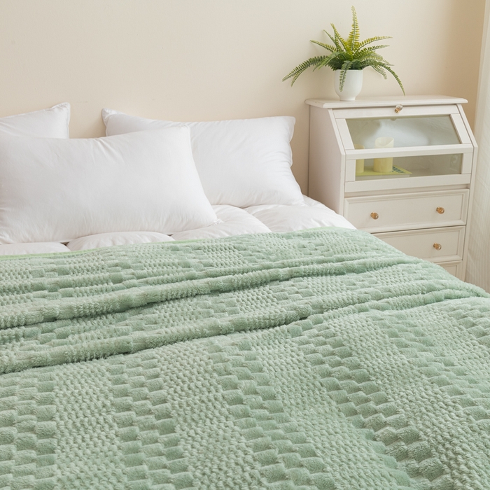 91家纺网 家纺一手货源 找家纺 胜百毛毯2025新金龟绒毛毯 浅绿