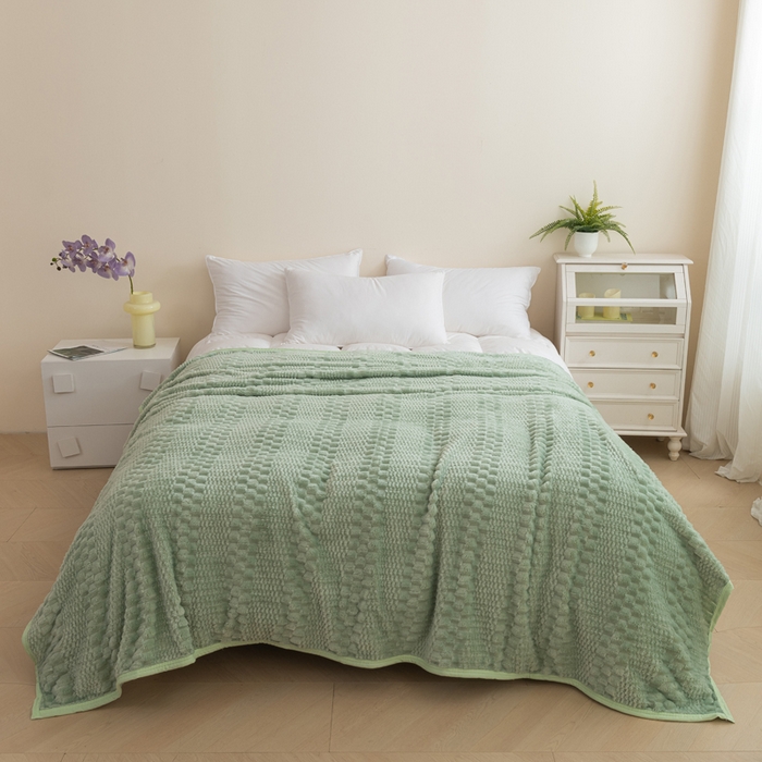 胜百毛毯2025新金龟绒毛毯 浅绿