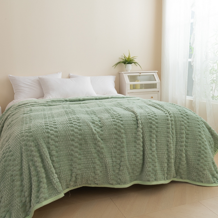 91家纺网 家纺一手货源 找家纺 胜百毛毯2025新金龟绒毛毯 浅绿