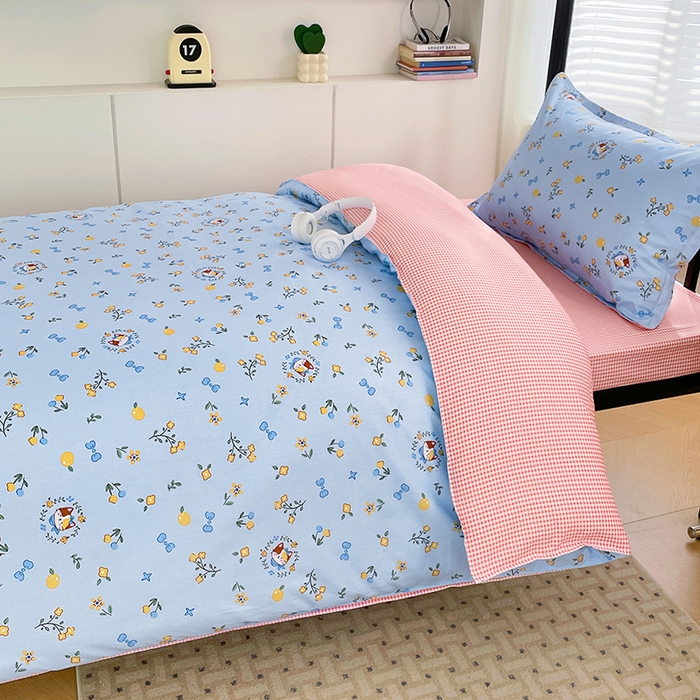 91家纺网 家纺一手货源 找家纺 锦润家纺2025新款全棉13372学生三件套纯棉宿舍六件套 花玉颜