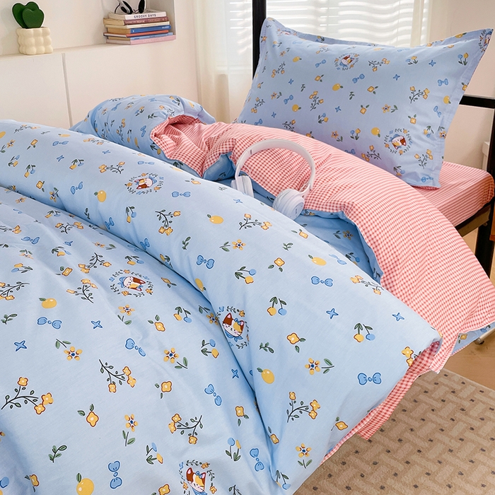 91家纺网 家纺一手货源 找家纺 锦润家纺2025新款全棉13372学生三件套纯棉宿舍六件套 花玉颜