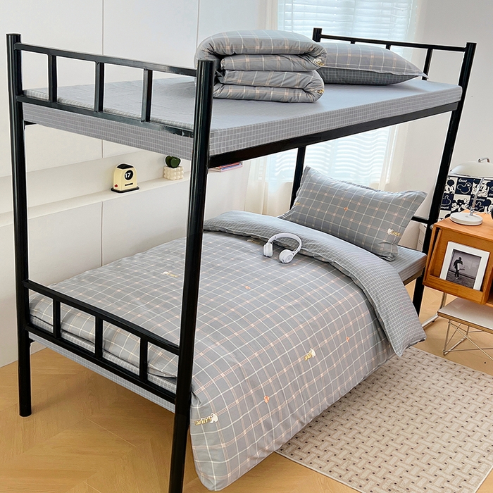 91家纺网 家纺一手货源 找家纺 锦润家纺2025新款全棉13372学生三件套纯棉宿舍六件套 潮音-深灰