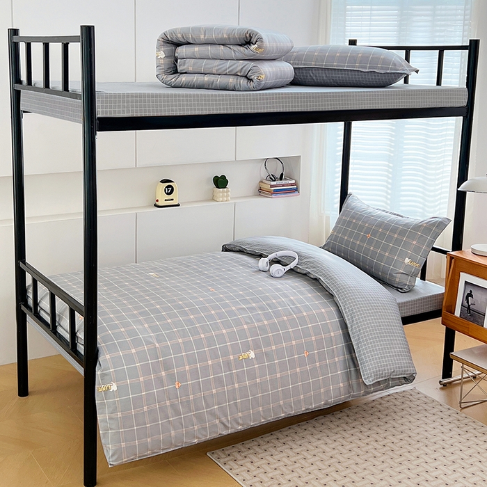 锦润家纺2025新款全棉13372学生三件套纯棉宿舍六件套 潮音-深灰