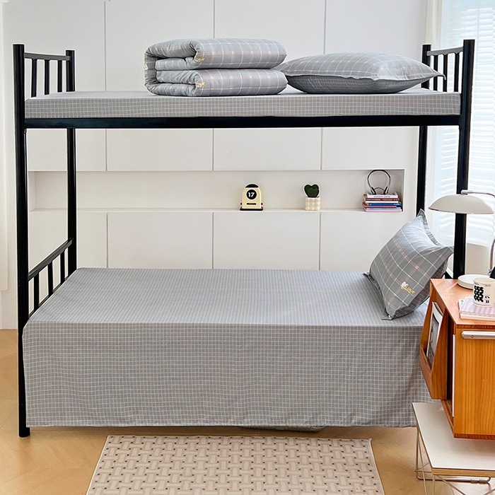 91家纺网 家纺一手货源 找家纺 锦润家纺2025新款全棉13372学生三件套纯棉宿舍六件套 潮音-深灰