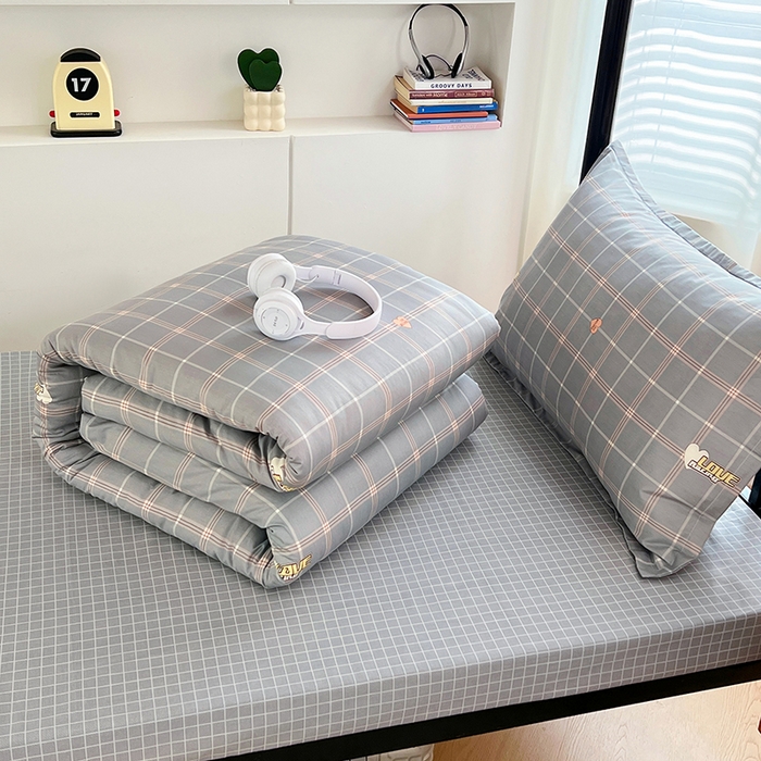 91家纺网 家纺一手货源 找家纺 锦润家纺2025新款全棉13372学生三件套纯棉宿舍六件套 潮音-深灰