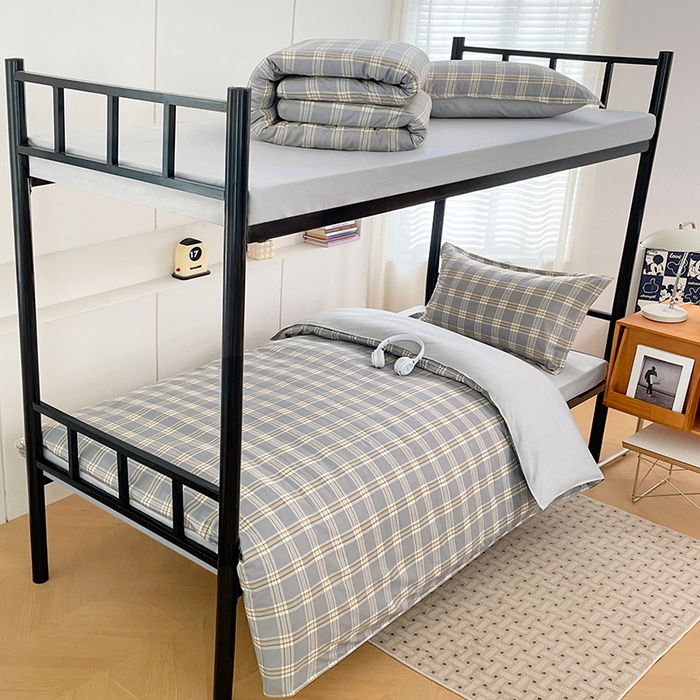 91家纺网 家纺一手货源 找家纺 锦润家纺2025新款全棉13372学生三件套纯棉宿舍六件套 泊雅-灰