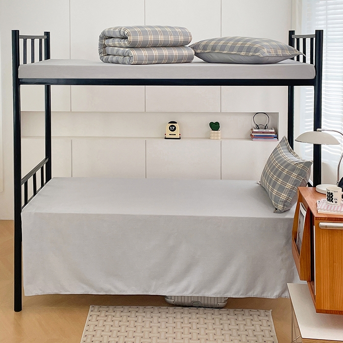 91家纺网 家纺一手货源 找家纺 锦润家纺2025新款全棉13372学生三件套纯棉宿舍六件套 泊雅-灰