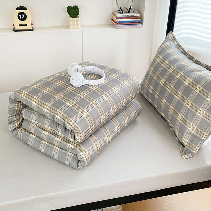 91家纺网 家纺一手货源 找家纺 锦润家纺2025新款全棉13372学生三件套纯棉宿舍六件套 泊雅-灰